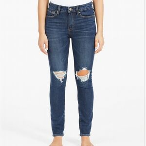 American Eagle Womens Tomgirl Distressed Dark Wash Jeans Size 8 High Rise Preppy